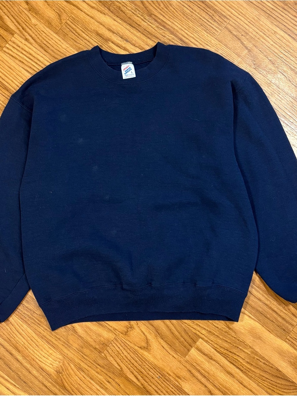 Vintage Jerzees Super Sweats Crewneck Navy Blue Made in USA Blank Sweatshirt
